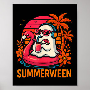 Poster Summerwin Funny Ghost Halloween Summer Flamingo B