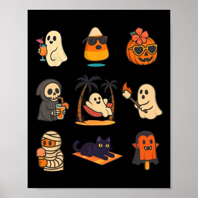 Poster Summerwin Ghost Pumpkin Halloween Spooky Summer T (Frente)