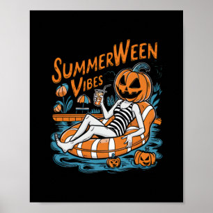 Poster Summerwin Vibes Spooky Summer Pumpkin Cute