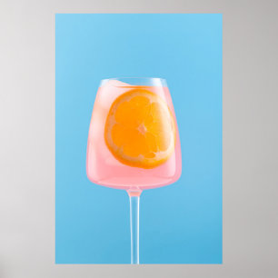 Poster Sumo de laranja em vidro bebendo transparente
