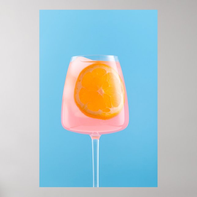Poster Sumo de laranja em vidro bebendo transparente (Frente)