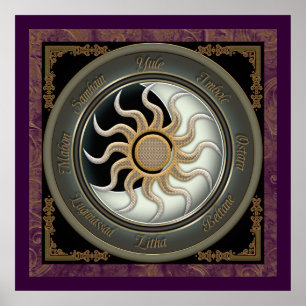 Poster Sun e roda do Pagan da lua