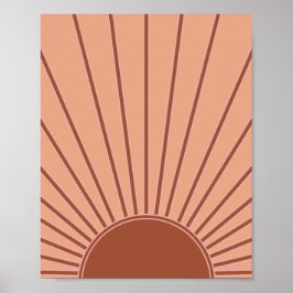 Poster Sun Earth Tones Sunrise Rust castanha Retro Sunsho