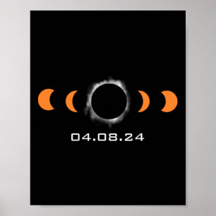 Poster Sun Eclipse Solar Total Abril 8 2024 Caminho Do To