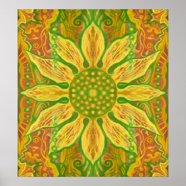 Poster Sun Flower Bohemian Floral Helianthus Sunflower (Frente)