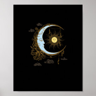 Poster Sun Moon Vintage 90s Bruxa Whimsigoth