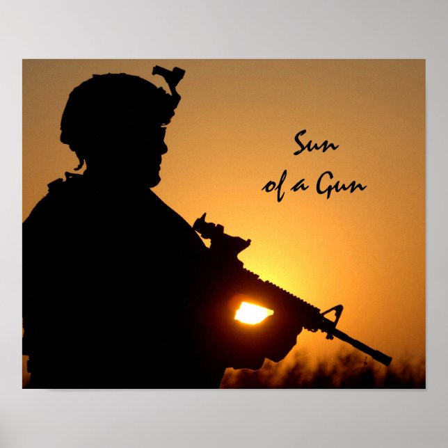 Pôster Sun of a Gun Funny Military Pun (Frente)