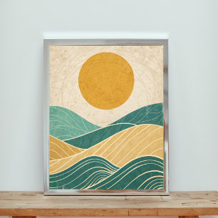 Poster Sun Over Rolling Colinas & Waves