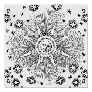 Pôster Sun Stars Antiguamente Night Sky Medieval Zodieval