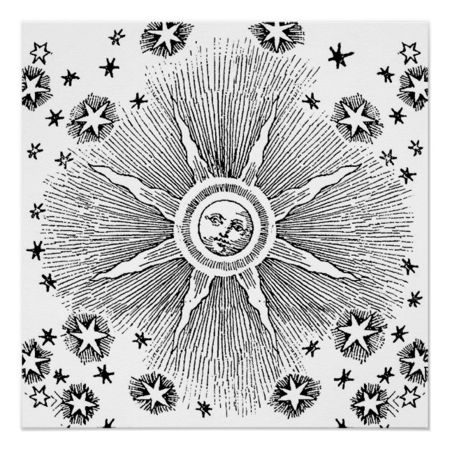 Pôster Sun Stars Antiguamente Night Sky Medieval Zodieval (Frente)