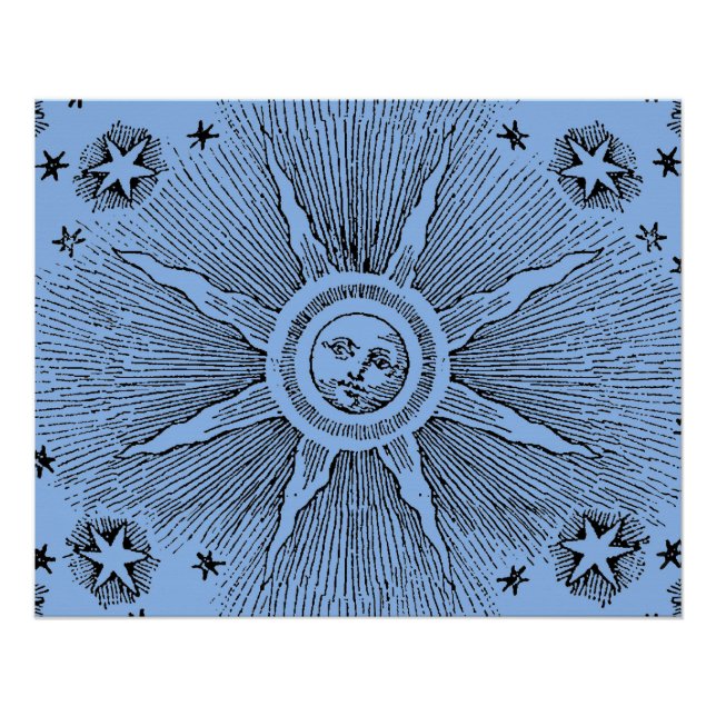 Pôster Sun Stars Antiguamente Night Sky Medieval Zodieval (Frente)