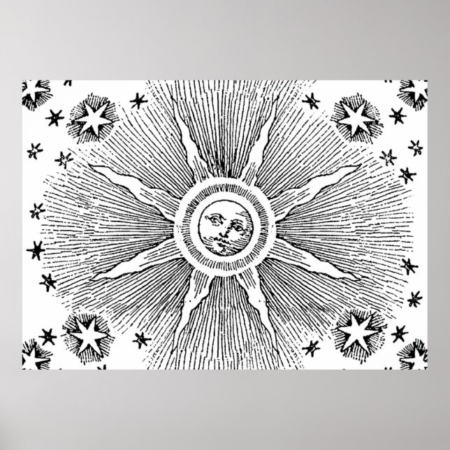 Pôster Sun Stars Antiguamente Night Sky Medieval Zodieval (Frente)