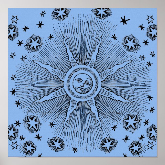 Pôster Sun Stars Antiguamente Night Sky Medieval Zodieval (Frente)
