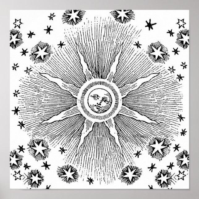 Pôster Sun Stars Antiguamente Night Sky Medieval Zodieval (Frente)