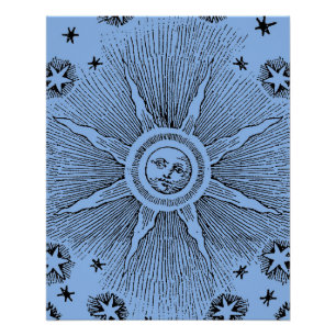 Pôster Sun Stars Antiguamente Night Sky Medieval Zodieval