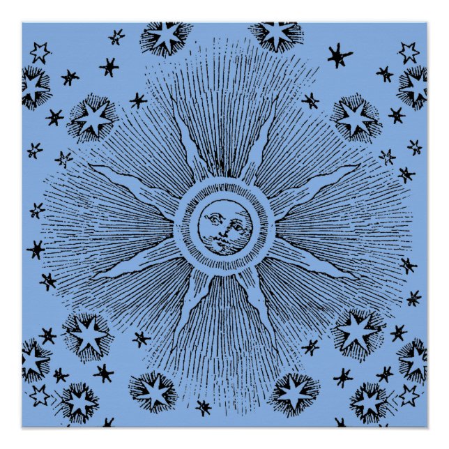 Pôster Sun Stars Antiguamente Night Sky Medieval Zodieval (Frente)