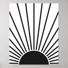 Poster Sun Sunrise Black And White Abstrato Sunshine