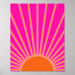 Poster Sun Sunrise Hot Pink E Orange Preppy Sunshor