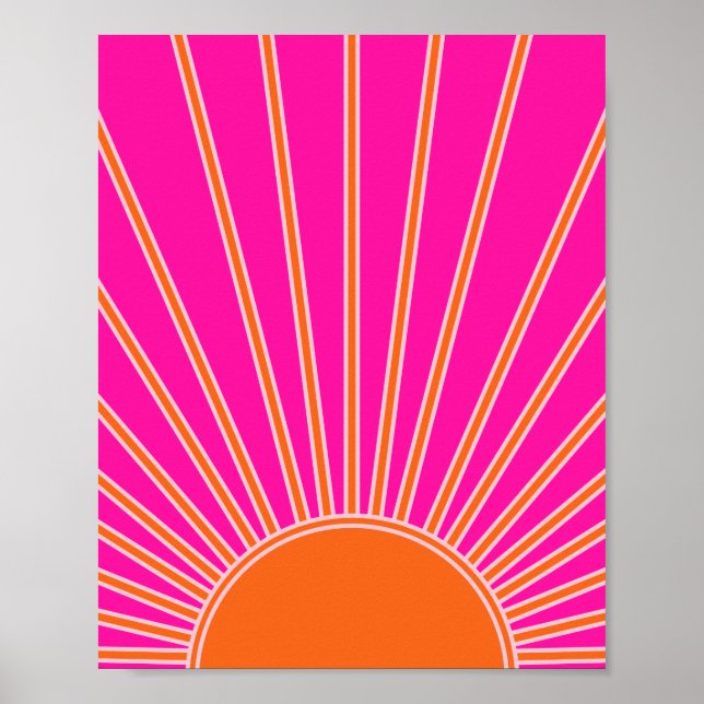 Poster Sun Sunrise Hot Pink E Orange Preppy Sunshor (Frente)