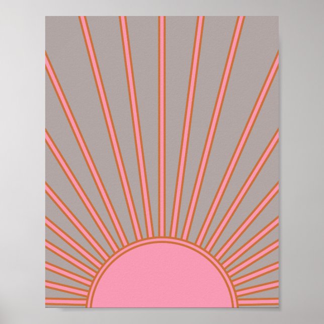 Poster Sun Sunrise Pink E Cinza Sol (Frente)