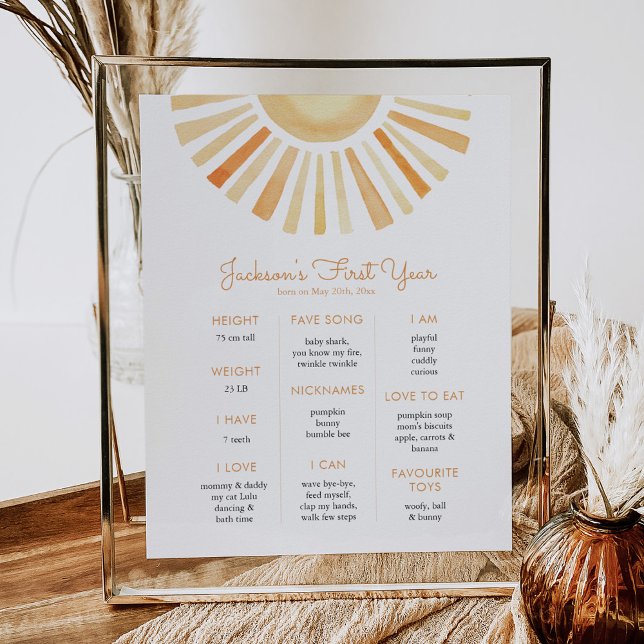 Poster Sun Sunshine First Birthday Milestone Birthday  (Criador carregado)
