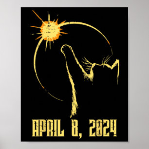Poster Sun Total Eclipse Solar 2024 Abril 8 Homens Mulher