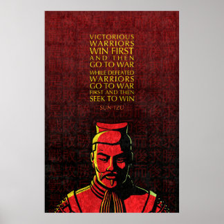 Poster Sun Tzu Citação: Guerreiros vitoriosos e derrotado
