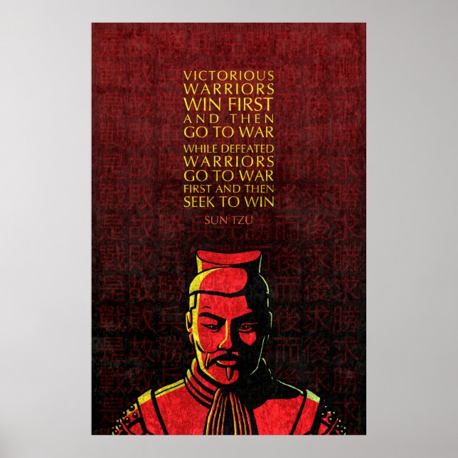 Poster Sun Tzu Citação: Guerreiros vitoriosos e derrotado (Frente)