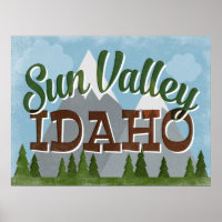 Sun Valley Idaho Divertimento Retro Montanhas Snow
