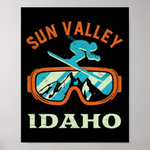Poster Sun Valley Idaho Vintage Retro Skiing E Snowboar