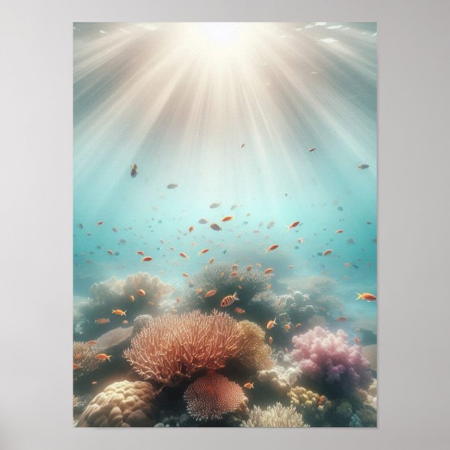 Poster Sunbeams no recife de coral (Frente)