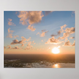 Poster Sunbeams, Sunrise, Céu Azul, Imagem de Nuvens Fluf