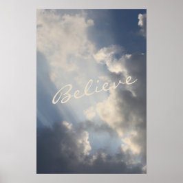 Poster Sunbeams White Clouds Convicção Inspiracional
