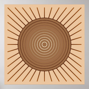Poster Sunburst Geométrico Moderno - Brown e Tan
