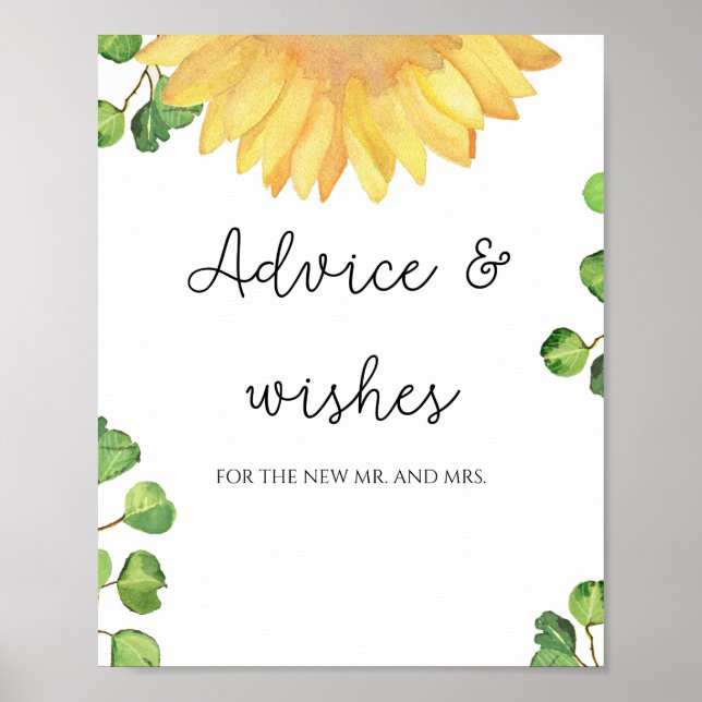 Poster Sunflower advice and wishes for Newlyweds  (Frente)