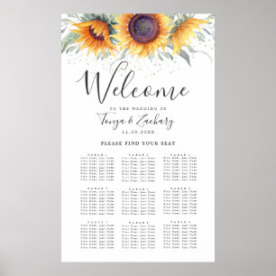 Poster Sunflower Bloom 9 Table Seating Chart
