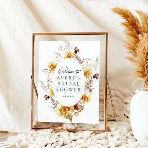 Poster Sunflower Boho Wildflower Chá de panela moderno