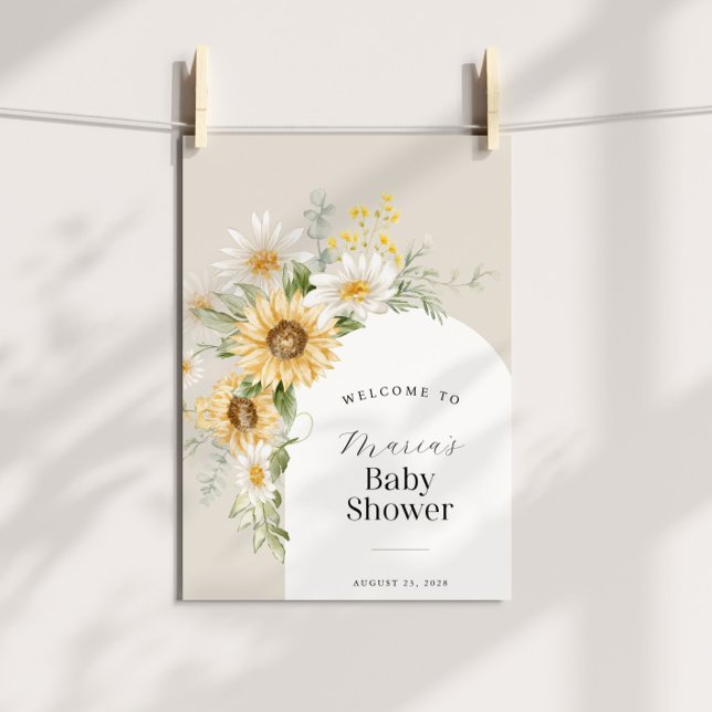 Poster Sunflower e Daisy Chá de fraldas Bem-vindos (Criador carregado)
