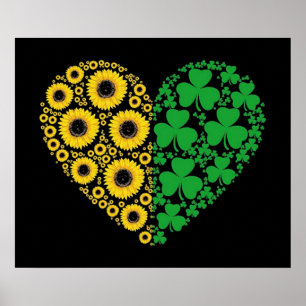 Poster Sunflower e Irish Shamrock Heart