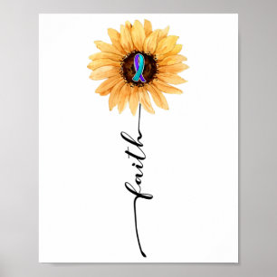 Poster Sunflower Faith Blue Purple Suicídio Awa