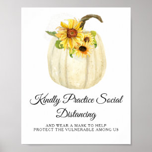 Poster Sunflower Fall Floral Pumpkin Social Distance