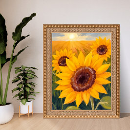 Poster Sunflower Field | Yellow Floral Watercolor Painted
