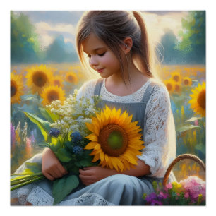 Pôster Sunflower Girl