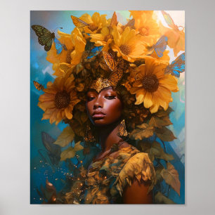 Poster Sunflower Goddese Fantasy Art