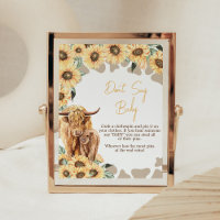Sunflower Highland Cow Chá de fraldas Don't say Ba