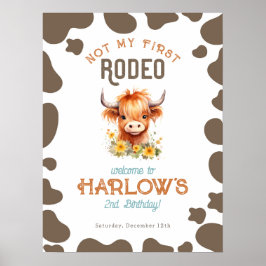 Poster Sunflower Highland Cow Não Meu Primeiro Aniversári