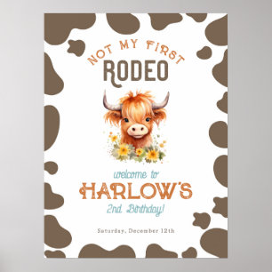 Poster Sunflower Highland Cow Não Meu Primeiro Aniversári