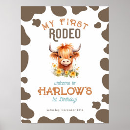 Poster Sunflower Highland Vaca Meu Primeiro primeiro aniv