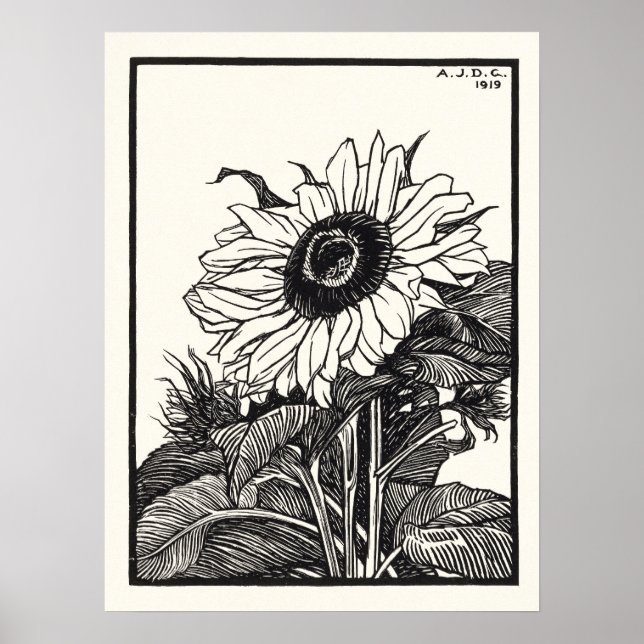 Poster Sunflower Julie De Graag Artista Neerlandês Vintag (Frente)