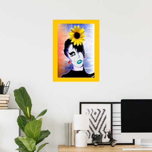 Poster Sunflower Ladybug Watercolor Art  (Escritório em casa)